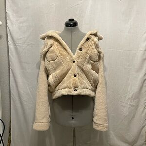 Ci Sono Cream Teddy Jacket with Button Closure